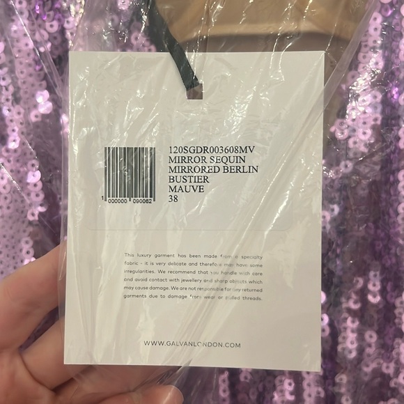 INCREDIBLE! NWT “Galvan London” Berlin Bustier Sequined Dress in Purple! Size 6 - Picture 15 of 16
